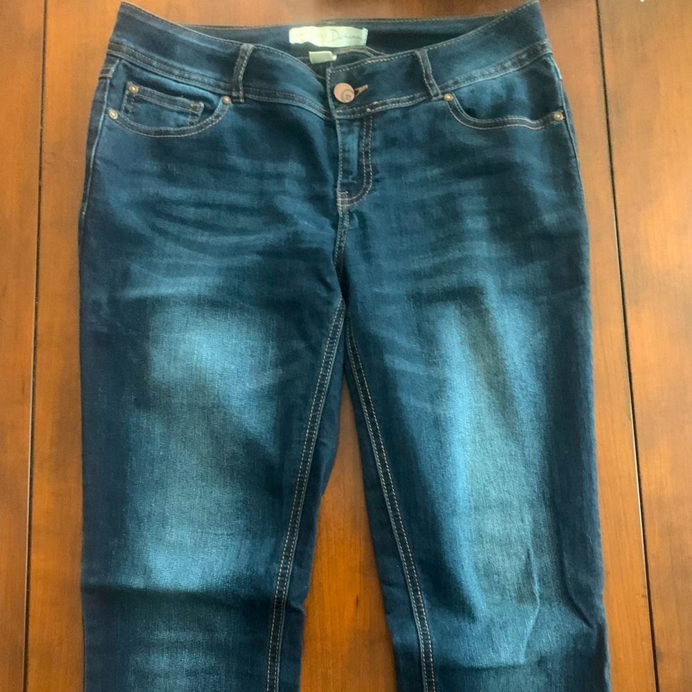 Dark denim jeans.